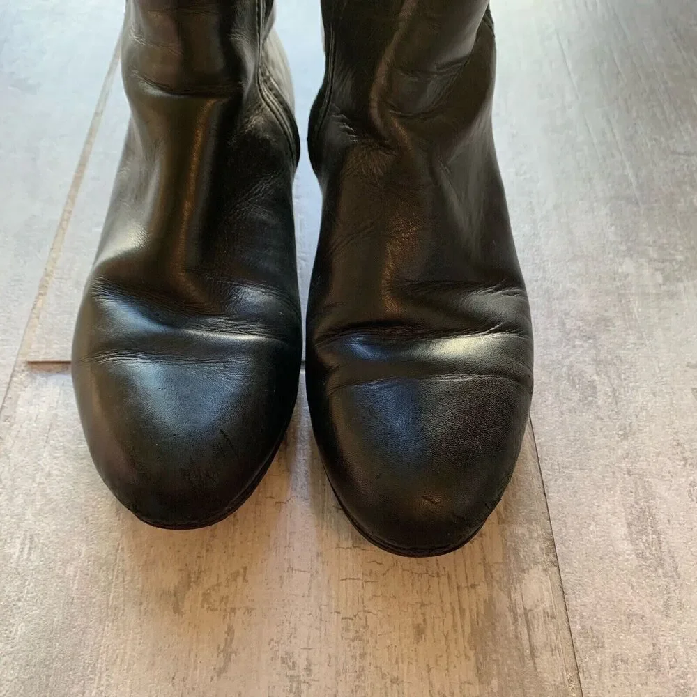 $530 Tory Burch Black Classic Designer Jess Leather Riding Tall Boots Fall 8